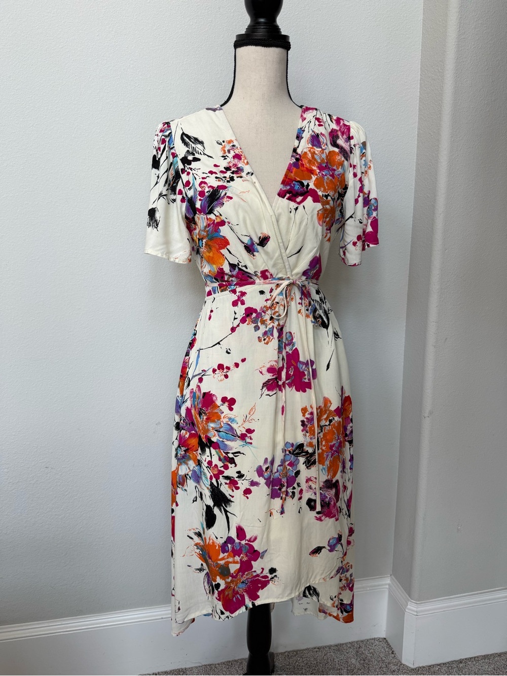 JODIFL Floral Wrap Midi Dress